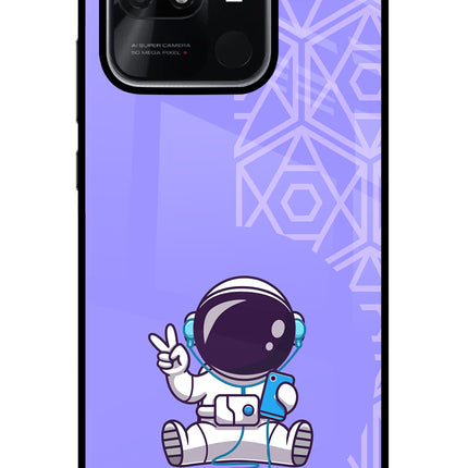 Cute Astronaut Chilling Redmi 10/10 Power Glass Case Back Cover by Casekaro