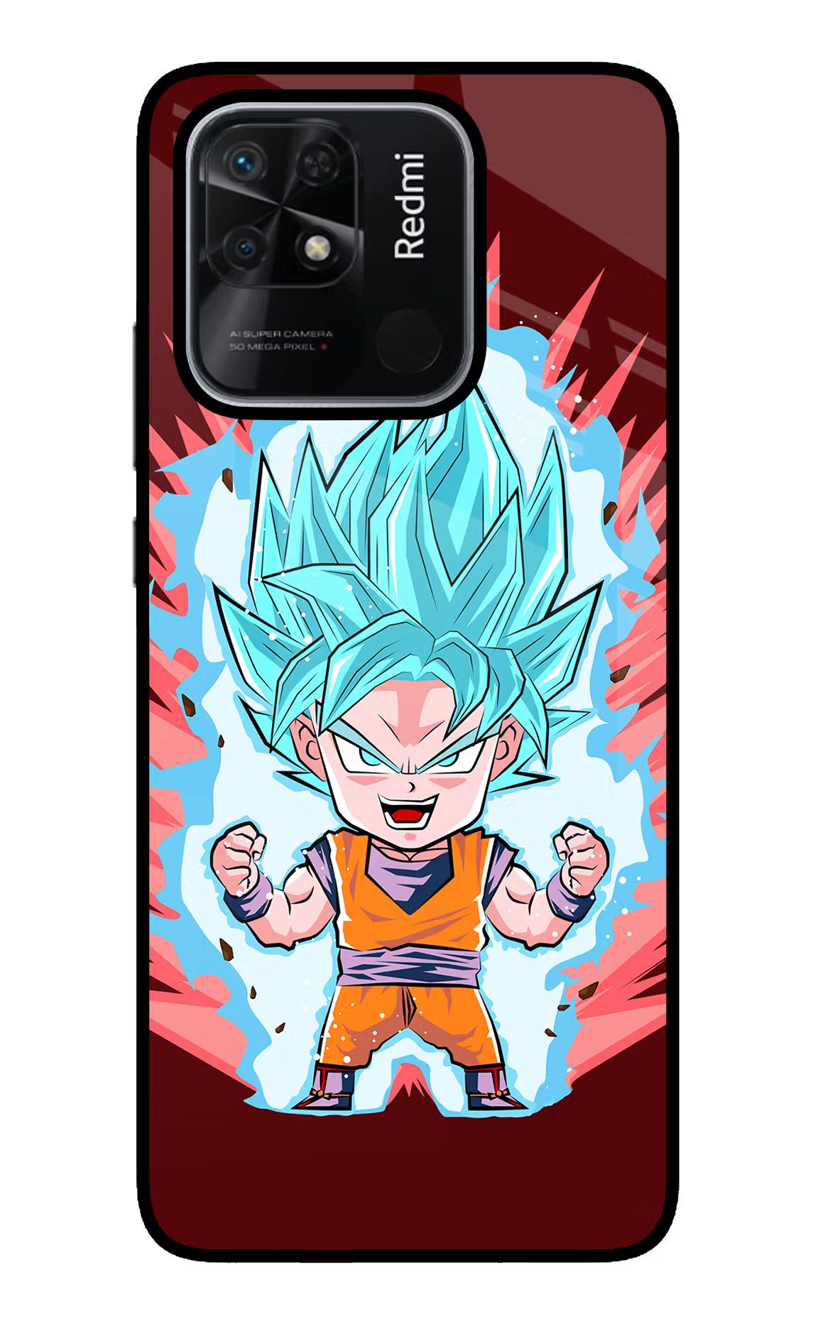 Goku Little Redmi 10/10 Power Glass Case Back Cover by Casekaro