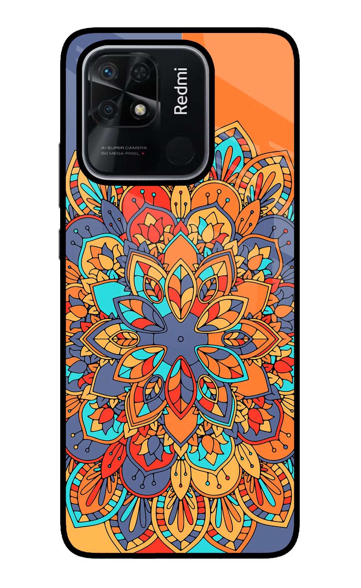 Color Mandala Redmi 10/10 Power Glass Case Back Cover by Casekaro