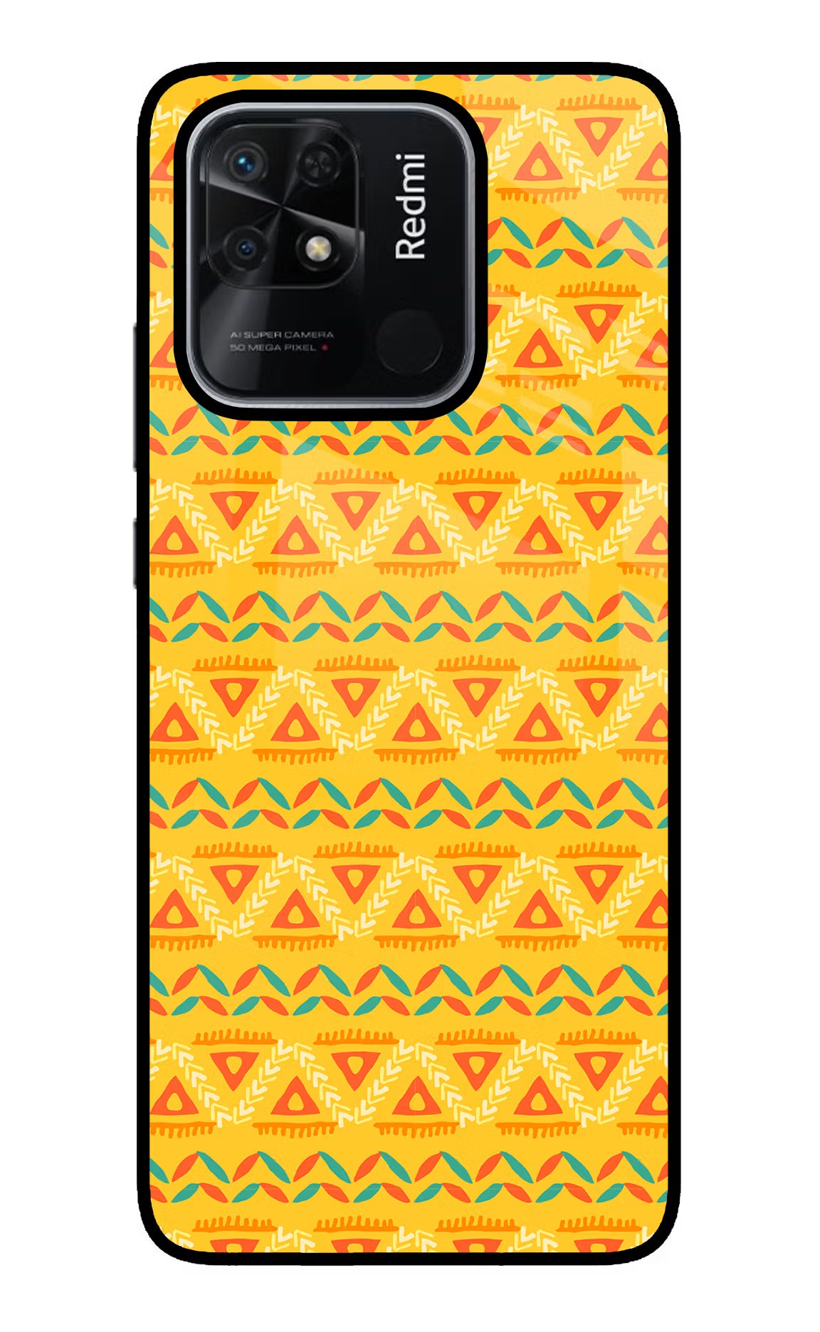 Tribal Pattern Redmi 10/10 Power Glass Case Back Cover by Casekaro