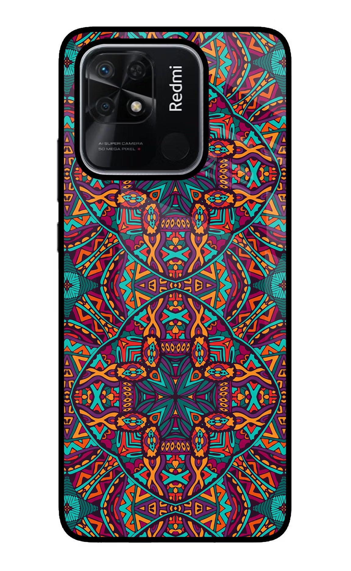 Colour Mandala Redmi 10/10 Power Glass Case Back Cover by Casekaro