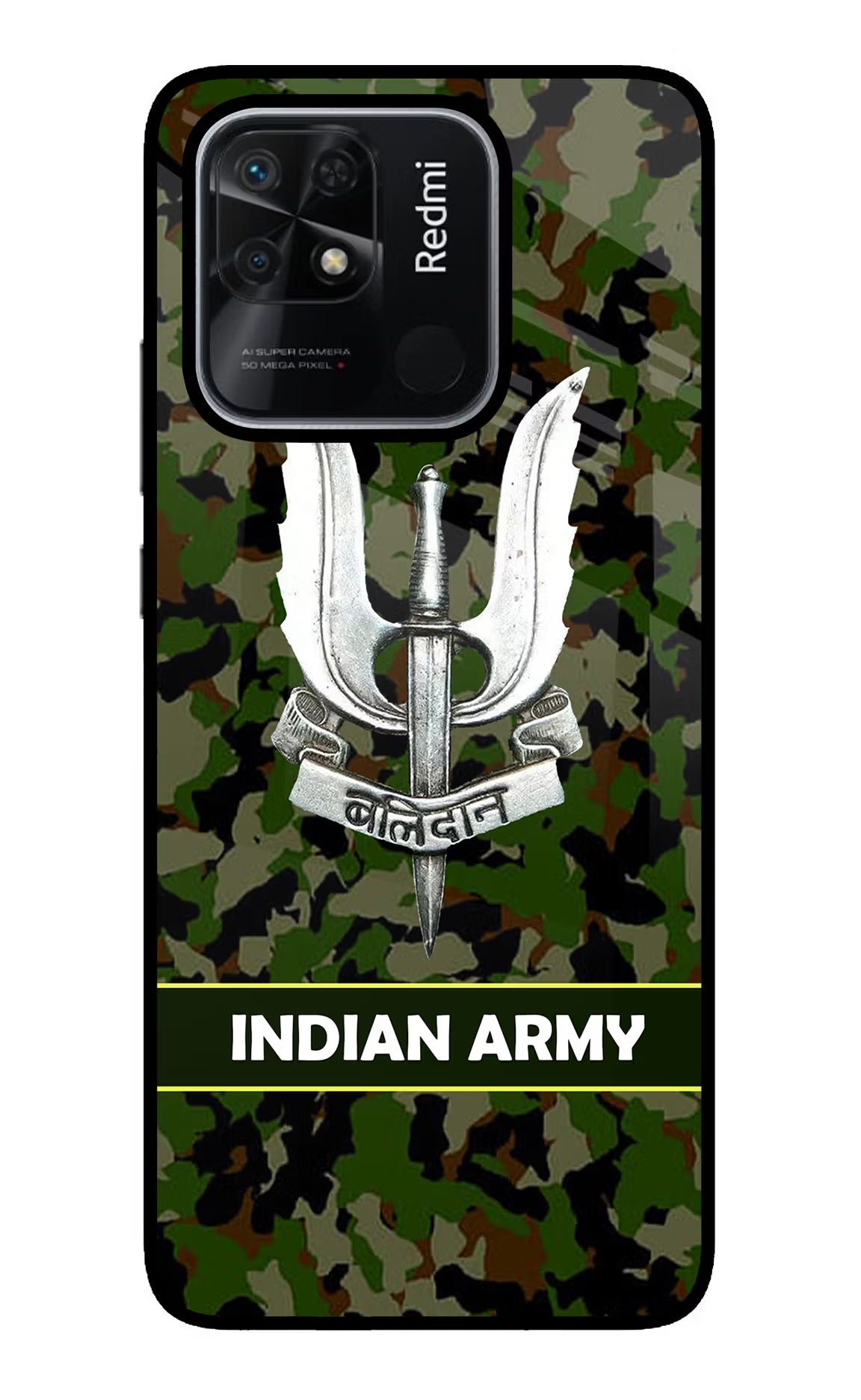 Balidan Indian Logo Redmi 10/10 Power Glass Case Back Cover by Casekaro