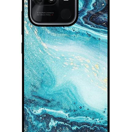 Blue Glitter Marble Redmi 10/10 Power Glass Case