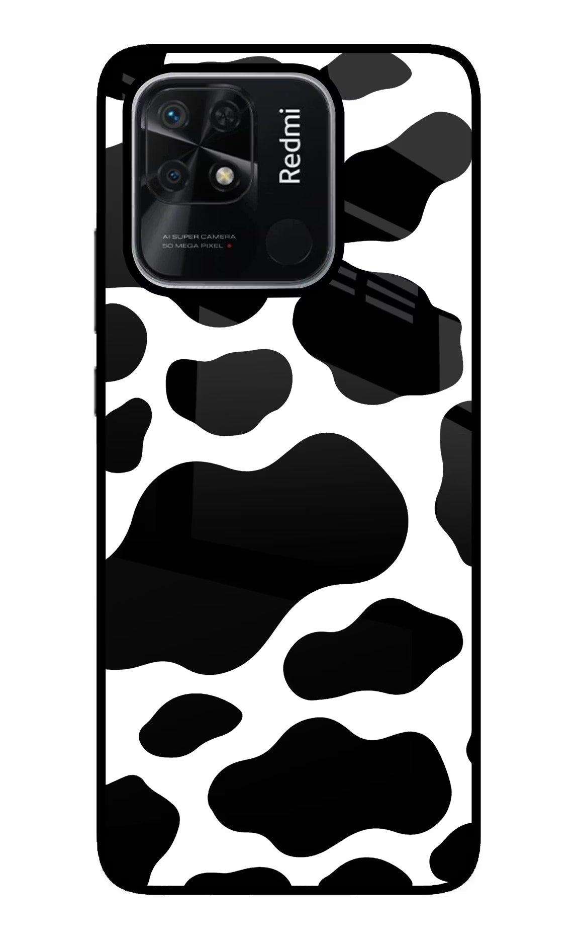 Cow Spots Redmi 10/10 Power Glass Case Back Cover by Casekaro