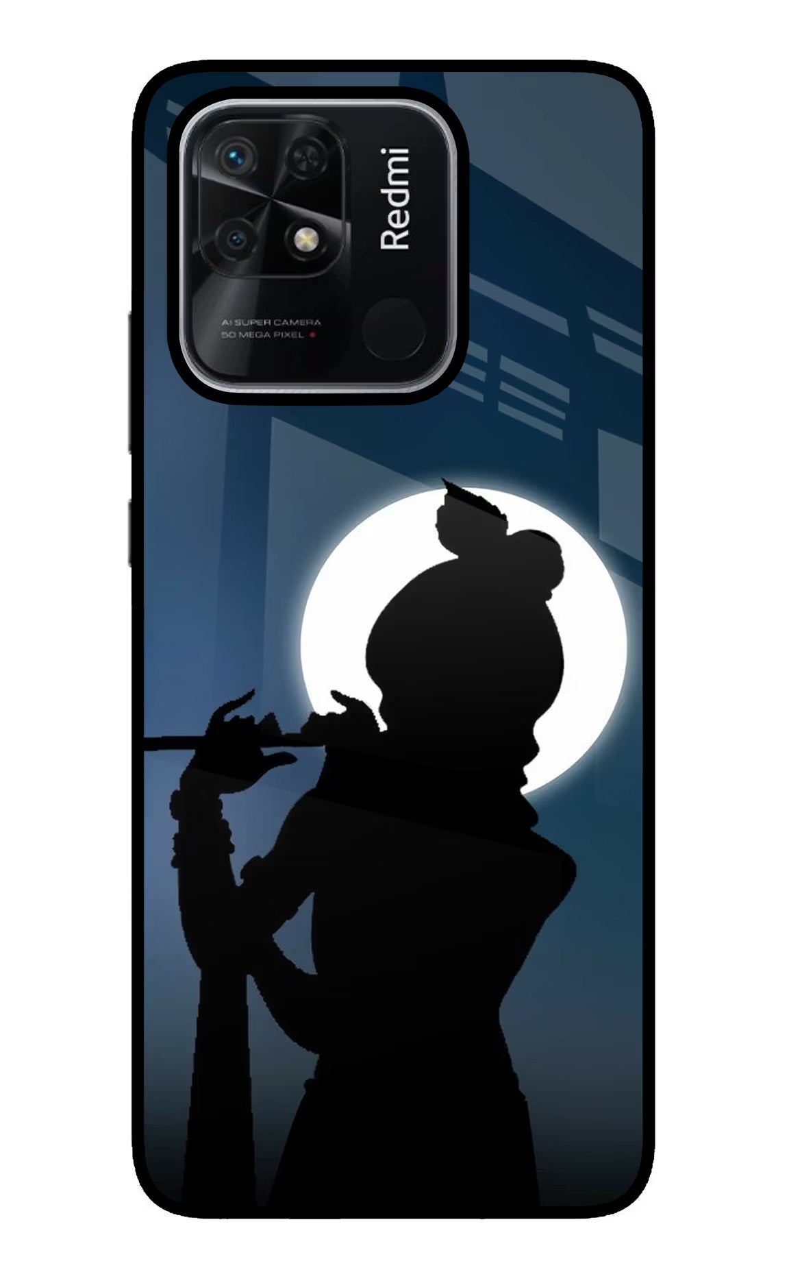 Shri Krishna Silhouette Redmi 10/10 Power Glass Case Back Cover by Casekaro