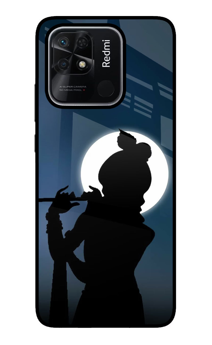 Shri Krishna Silhouette Redmi 10/10 Power Back Cover, Glass case