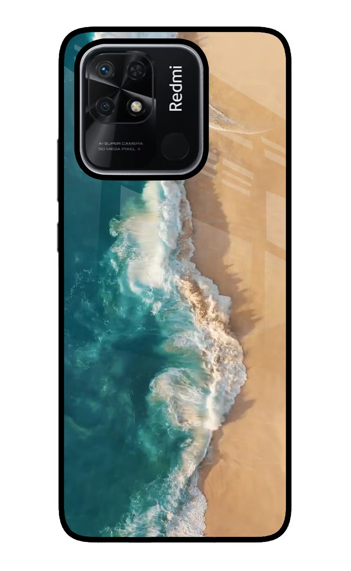 Ocean Beach Redmi 10/10 Power Glass Case Back Cover by Casekaro