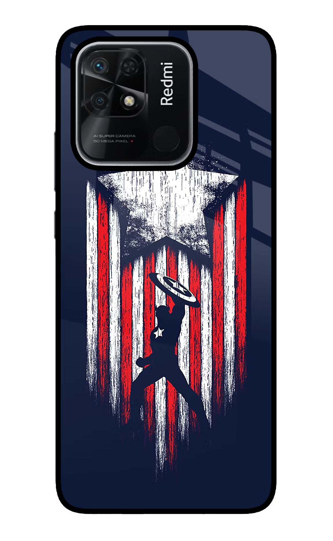 Captain America Marvel Art Redmi 10/10 Power Glass Case Back Cover by Casekaro