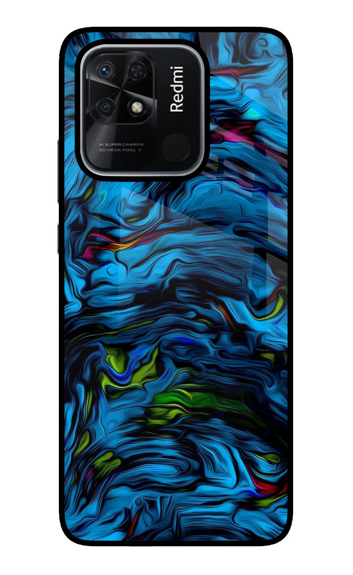 Dark Blue Abstract Redmi 10/10 Power Back Cover