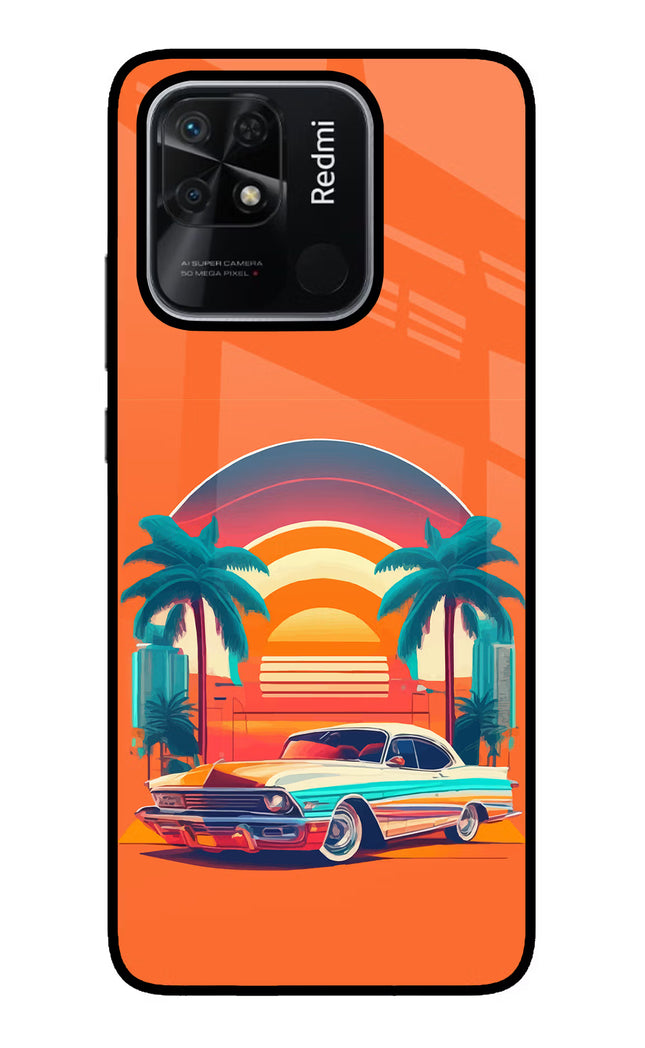 Palm Drive 80s Redmi 10/10 Power Glass Case Back Cover by Casekaro