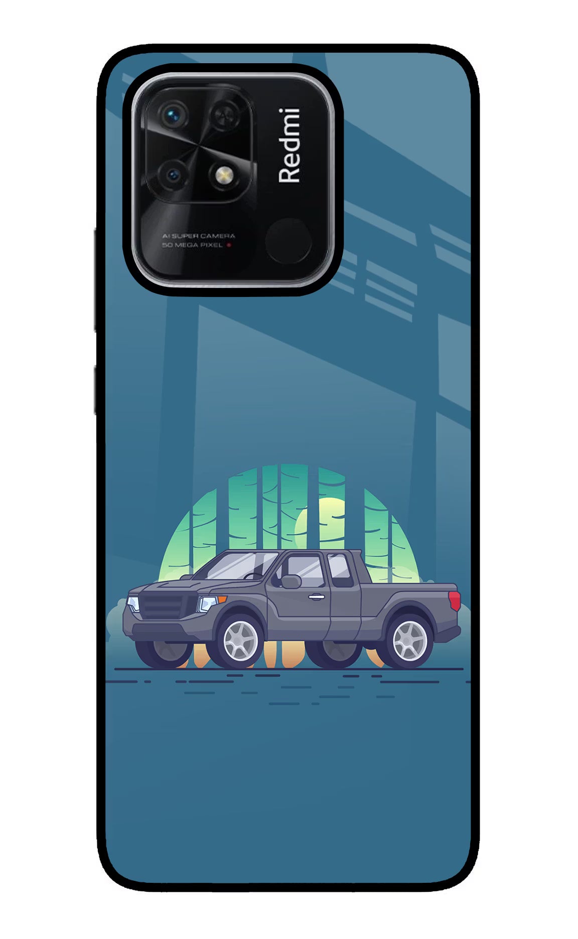 Retro Garage Vibe Redmi 10/10 Power Glass Case Back Cover by Casekaro