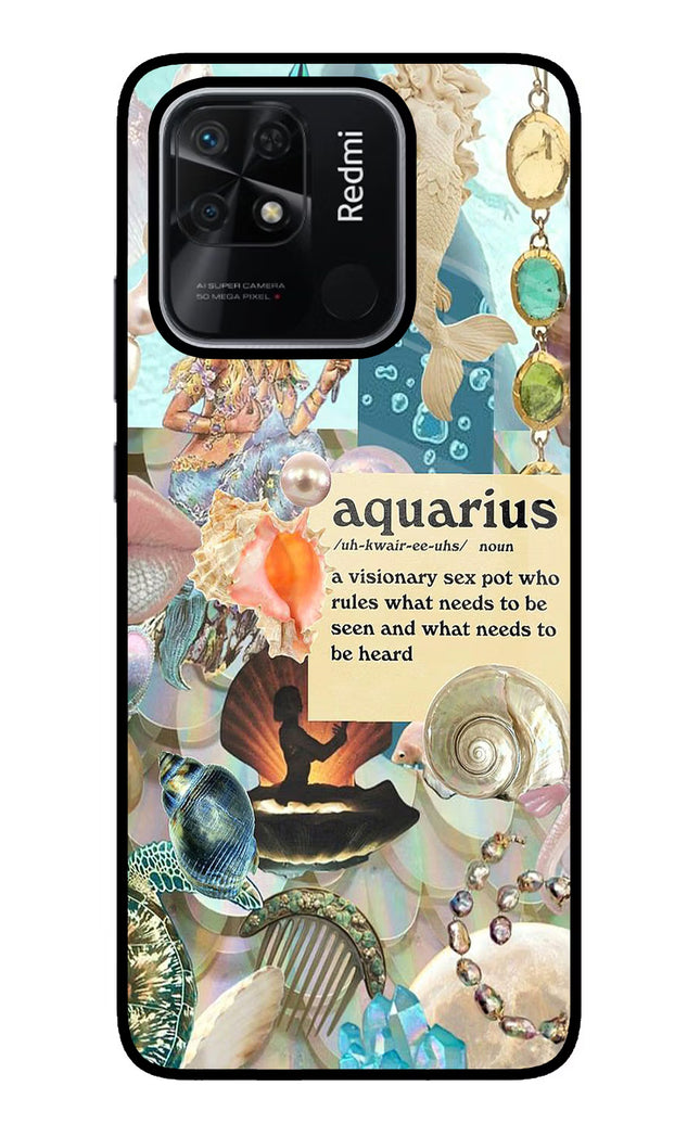 Aquarius Zodiac Redmi 10/10 Power Glass Case Back Cover by Casekaro
