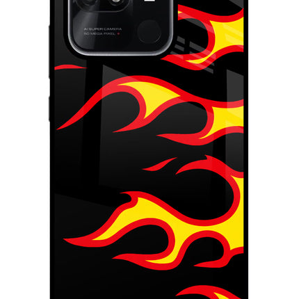 Side Sweep Flames Redmi 10/10 Power Glass Case