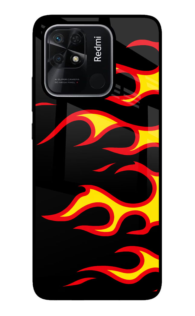 Side Sweep Flames Redmi 10/10 Power Glass Case