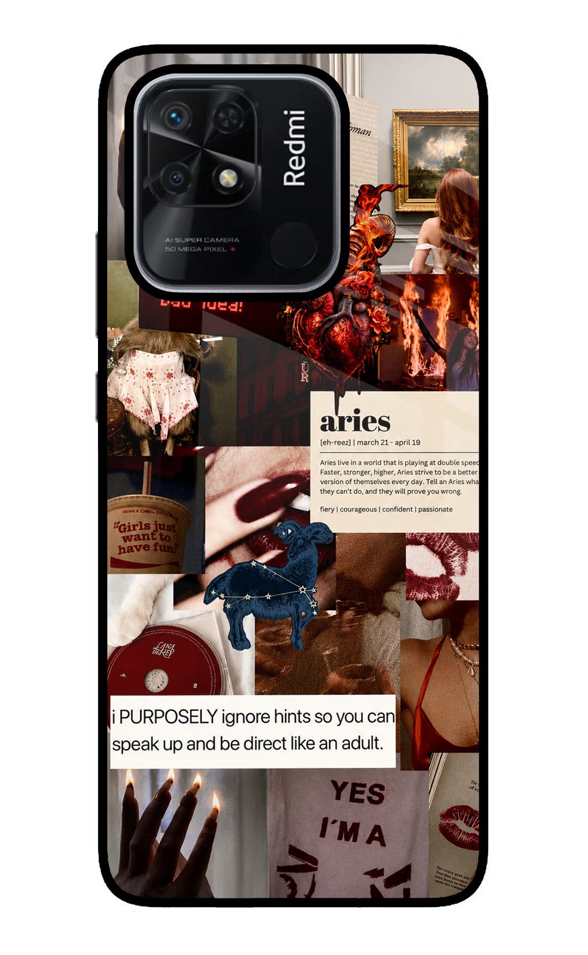 Zodiac Aries Redmi 10/10 Power Glass Case