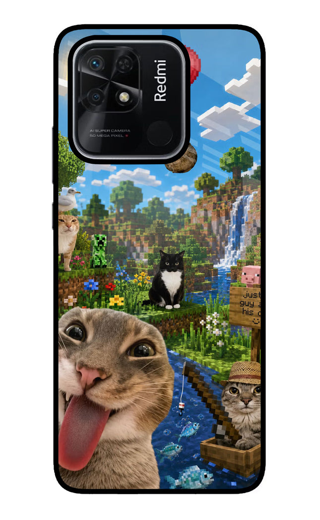 Minecraft Cat Chaos Redmi 10/10 Power Glass Case