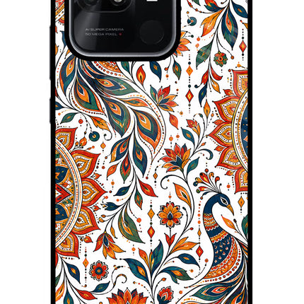 White Mayura Redmi 10/10 Power Glass Case