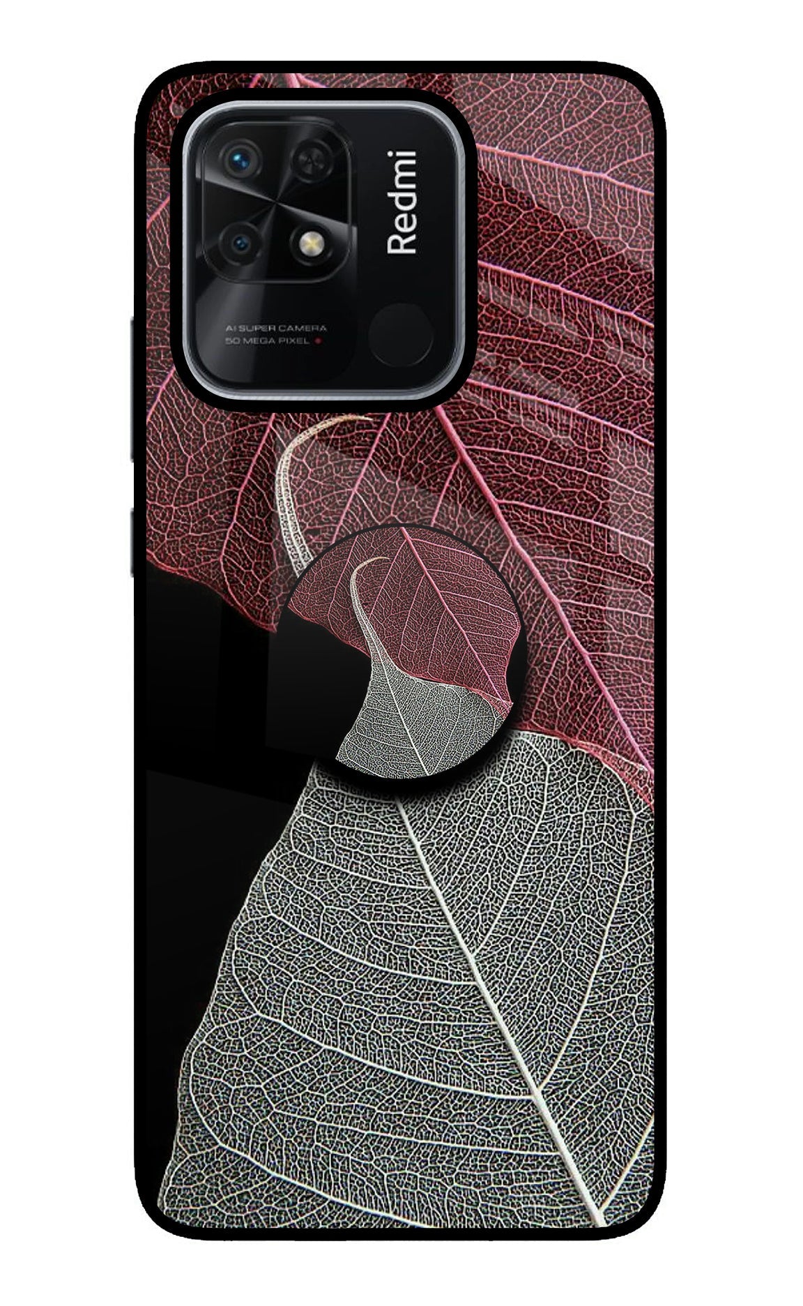 Leaf Pattern Redmi 10/10 Power Glass Case