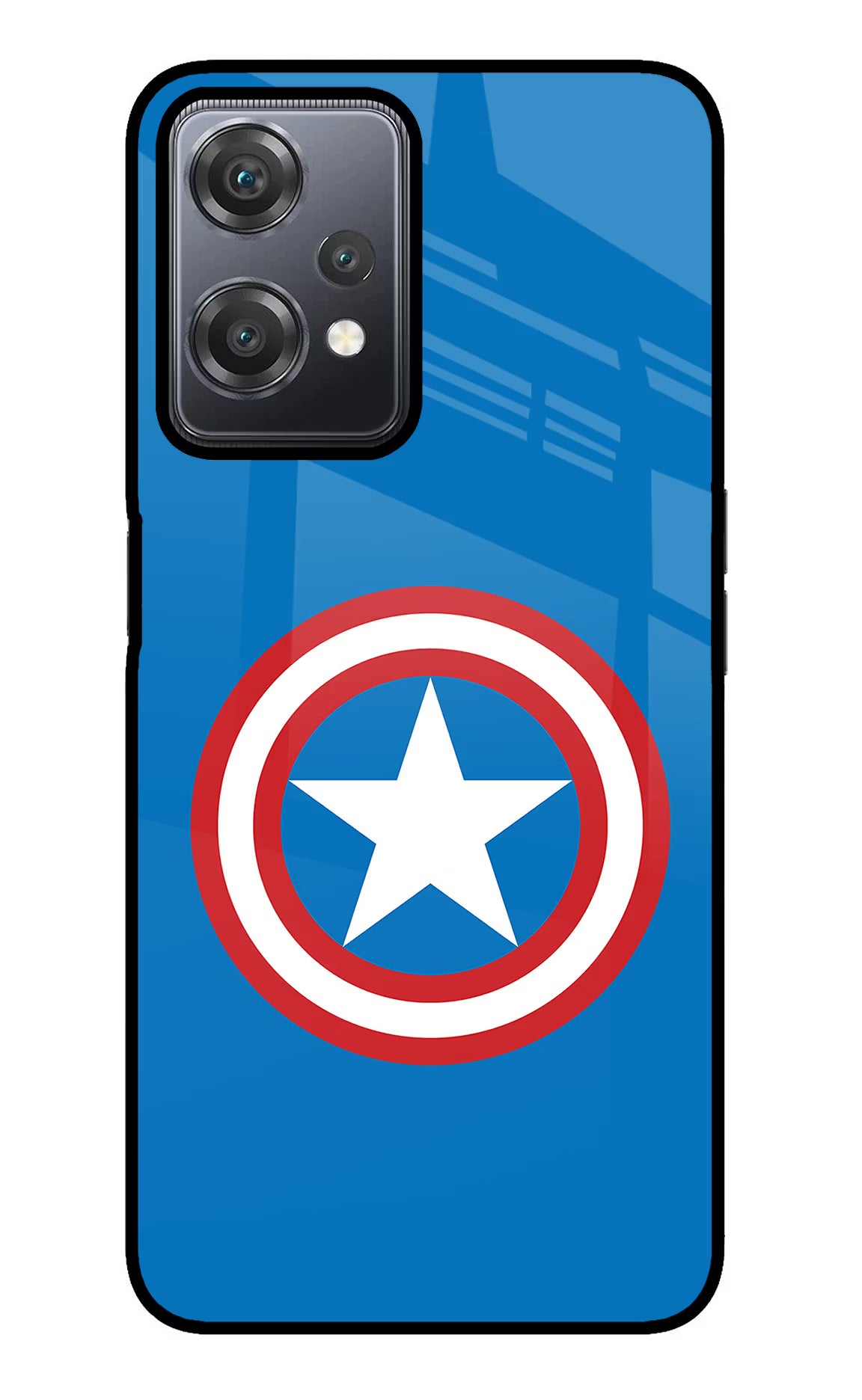 Captain America Logo OnePlus Nord CE 2 Lite 5G Glass Case Back Cover by Casekaro