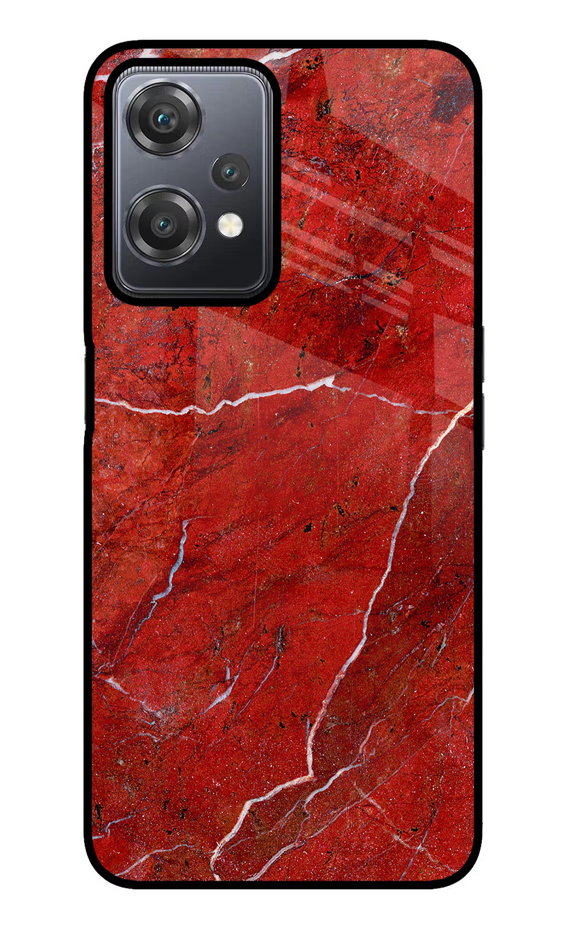 Red Marble Design OnePlus Nord CE 2 Lite 5G Glass Case Back Cover by Casekaro