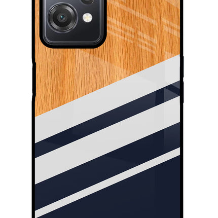 Blue and white wooden OnePlus Nord CE 2 Lite 5G Glass Case Back Cover by Casekaro