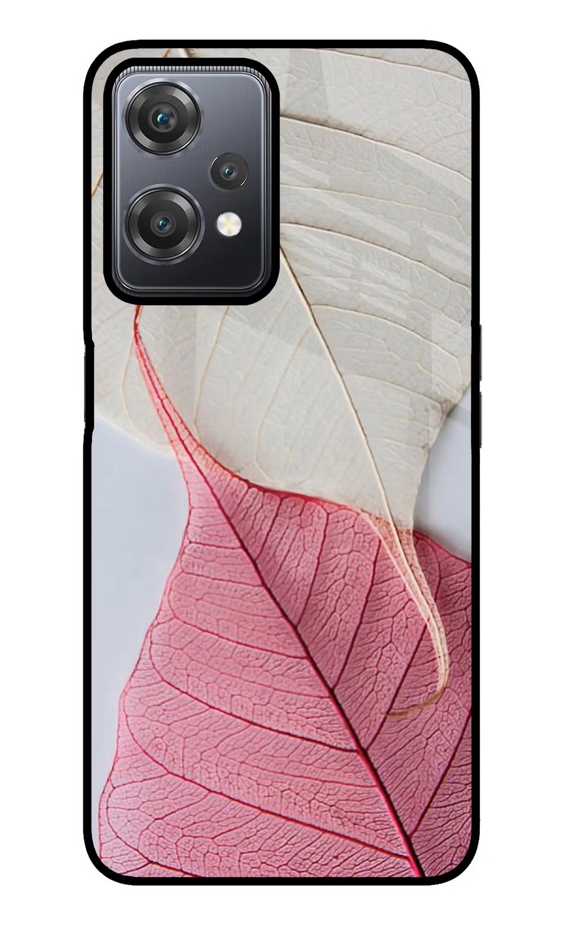 White Pink Leaf OnePlus Nord CE 2 Lite 5G Glass Case Back Cover by Casekaro
