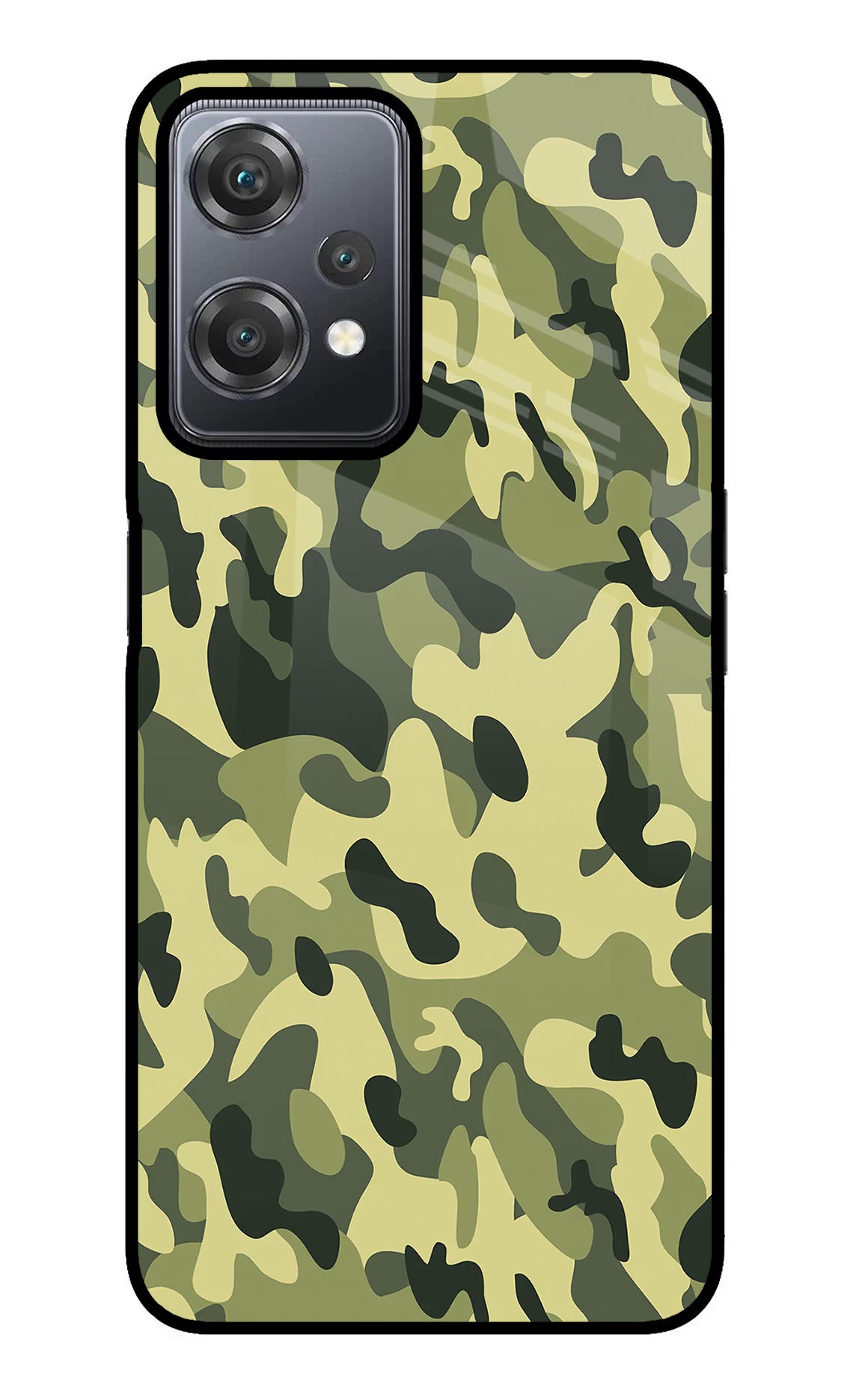 Camouflage OnePlus Nord CE 2 Lite 5G Glass Case Back Cover by Casekaro