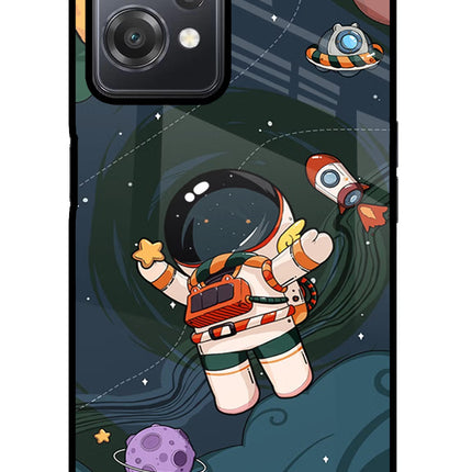 Cartoon Astronaut OnePlus Nord CE 2 Lite 5G Glass Case Back Cover by Casekaro