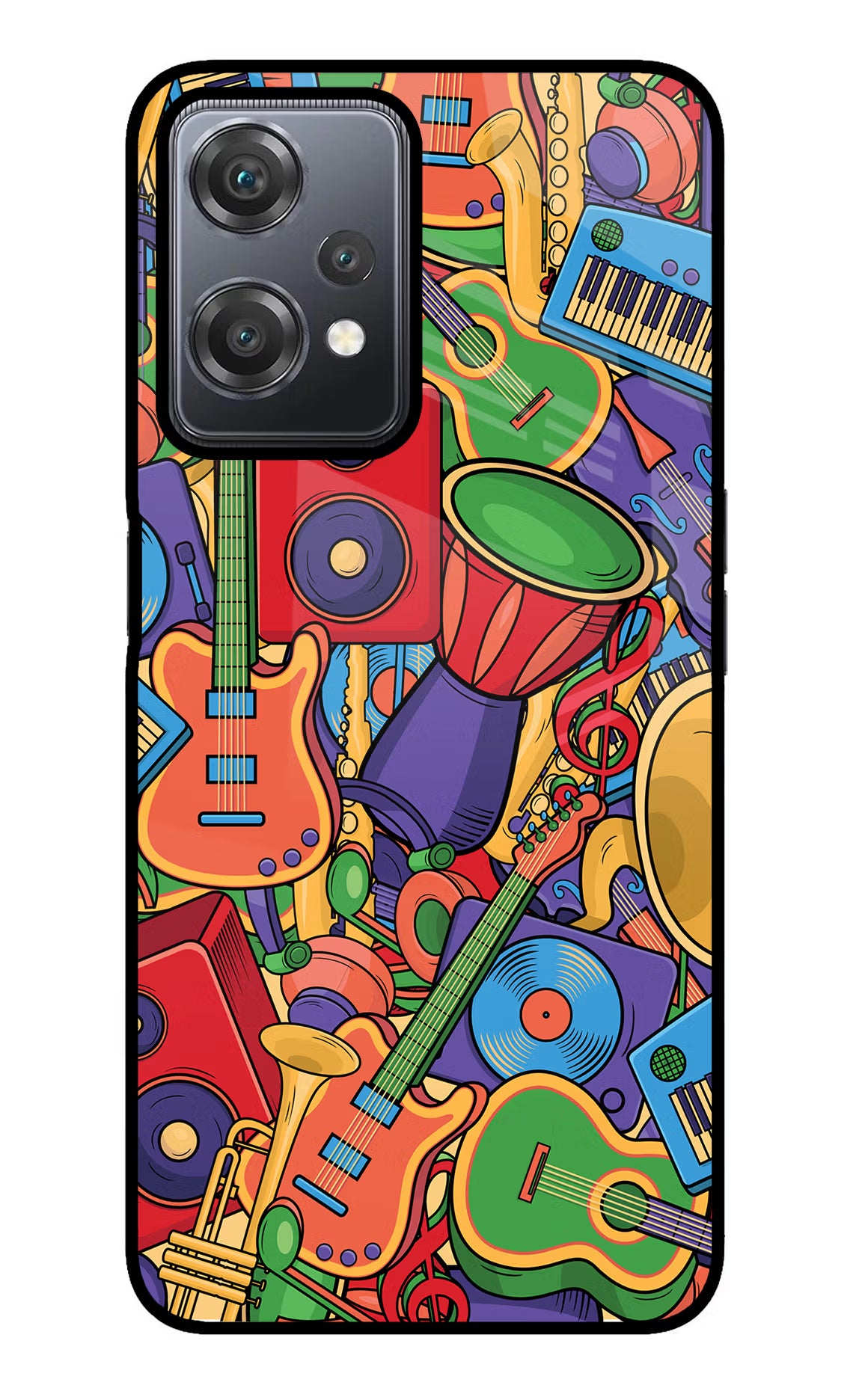 Music Instrument Doodle OnePlus Nord CE 2 Lite 5G Glass Case Back Cover by Casekaro
