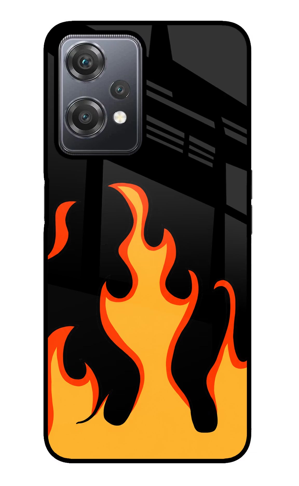 Fired Up – Black OnePlus Nord CE 2 Lite 5G Glass Case Back Cover by Casekaro