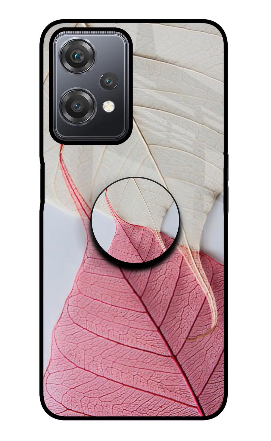 White Pink Leaf OnePlus Nord CE 2 Lite 5G Pop Case, Glass case