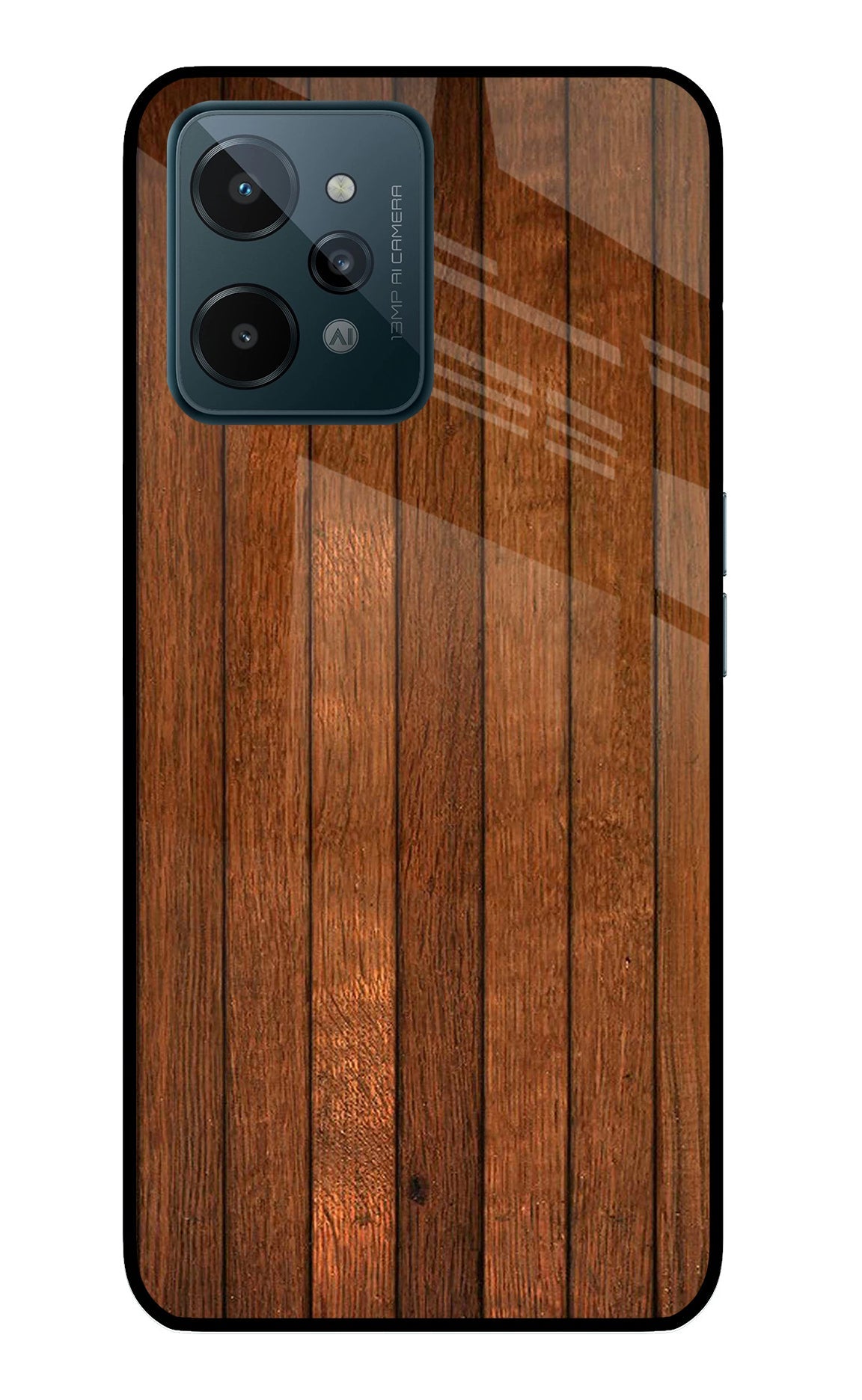 Wooden Artwork Bands Realme C31 Glass Case