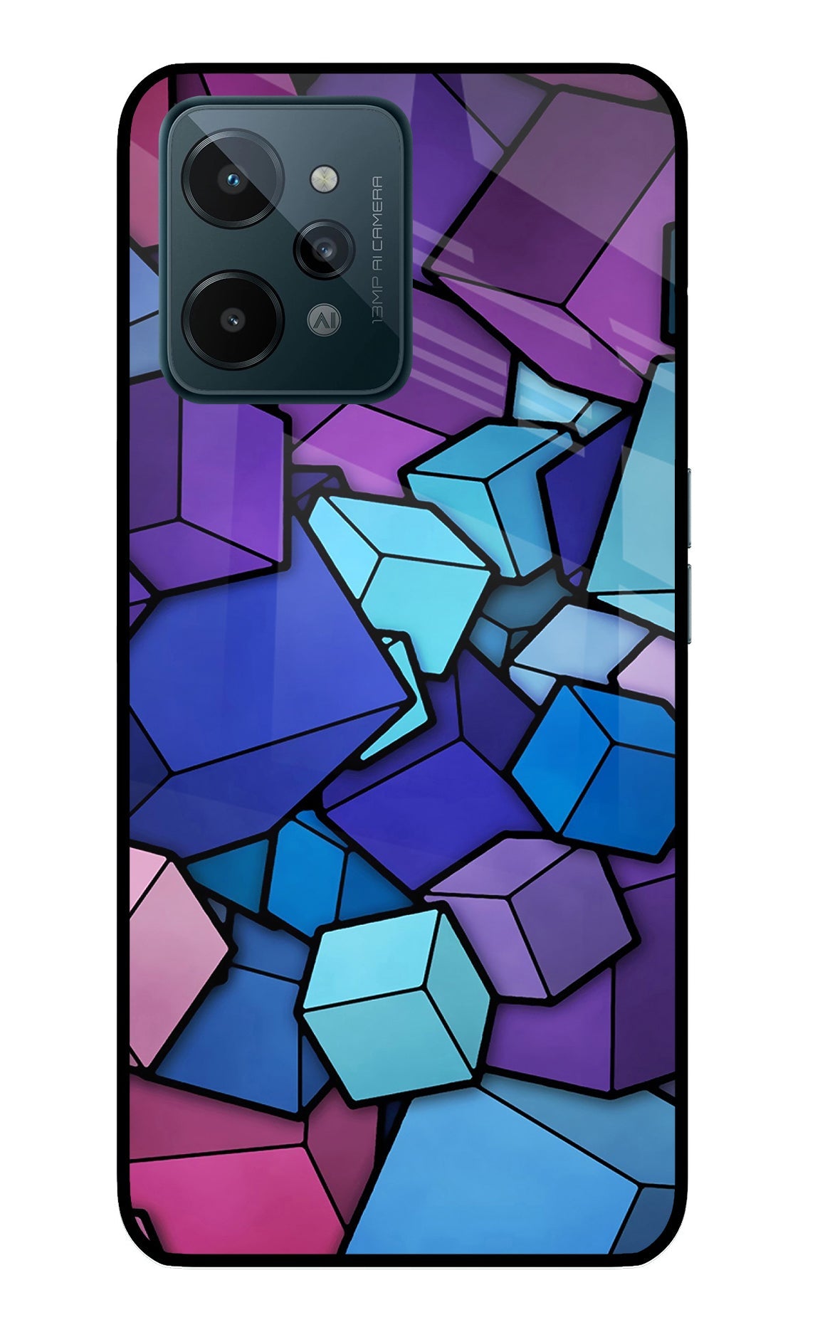 Cubic Abstract Realme C31 Glass Case