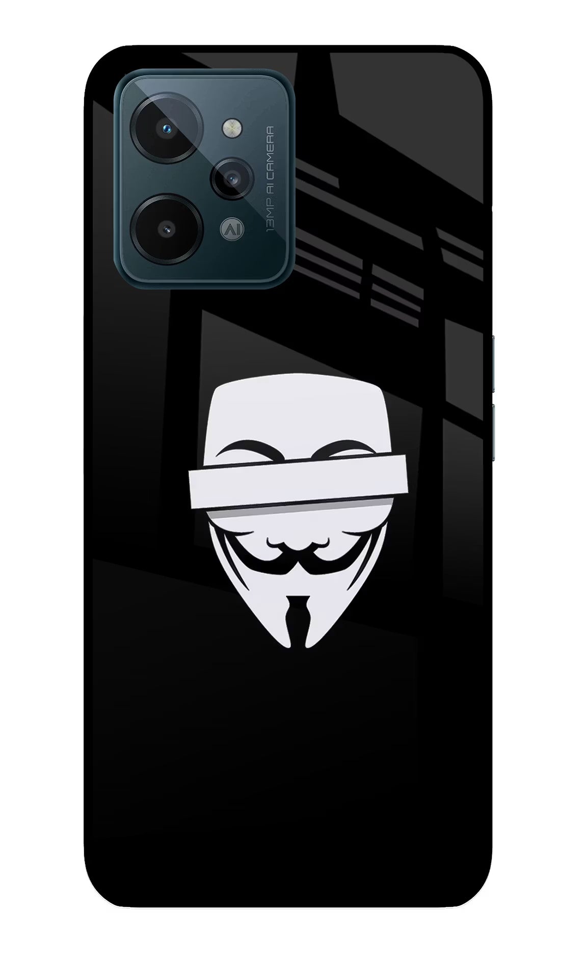 Anonymous Face Realme C31 Glass Case Back Cover by Casekaro