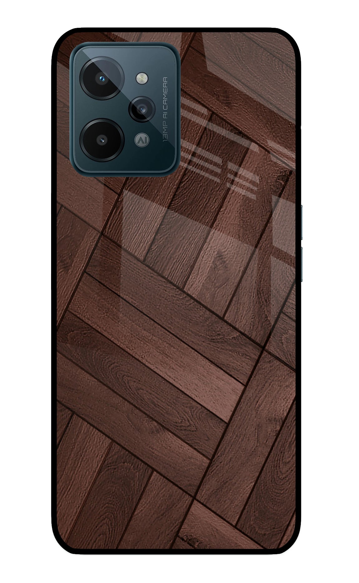 Wooden Texture Design Realme C31 Glass Case