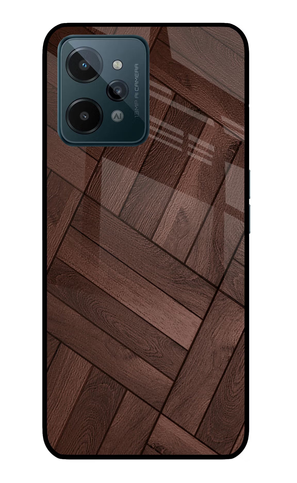 Wooden Texture Design Realme C31 Glass Case Back Cover by Casekaro