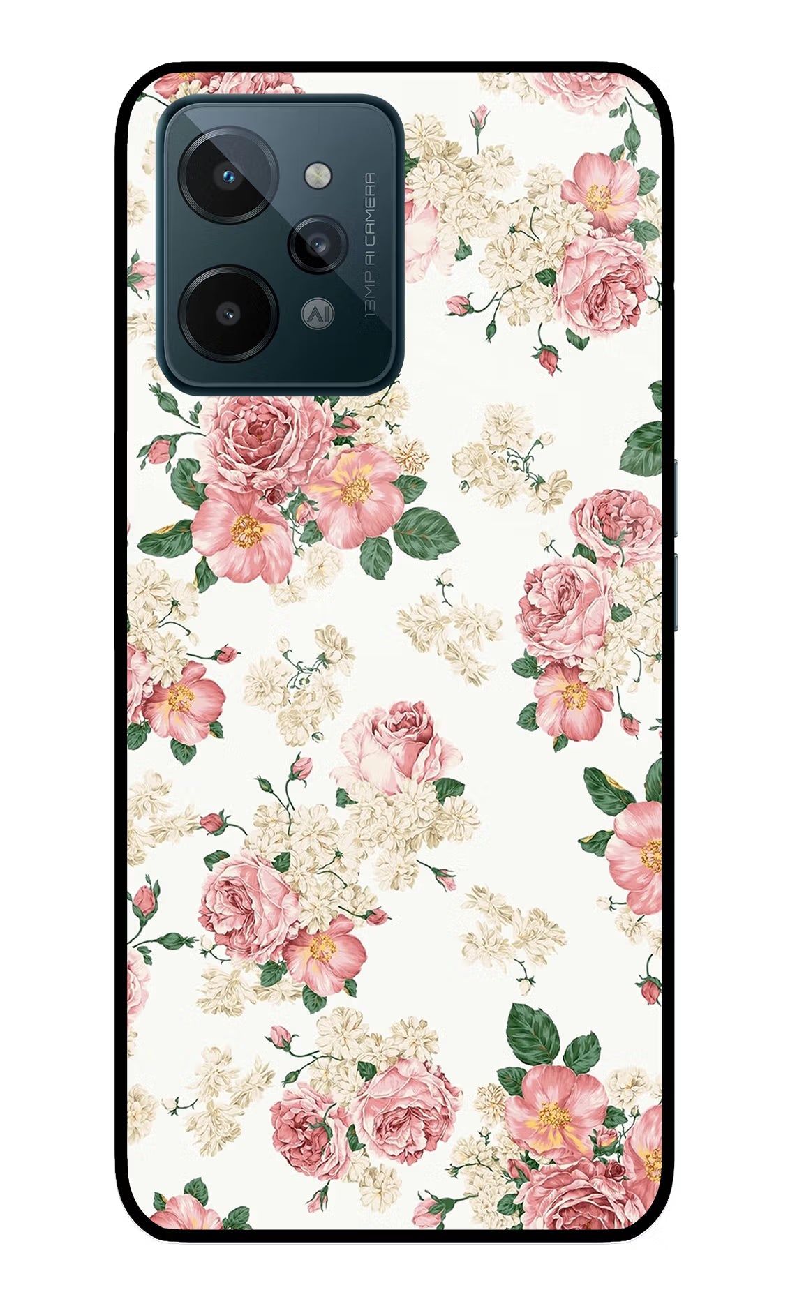 Flowers Realme C31 Glass Case Back Cover by Casekaro