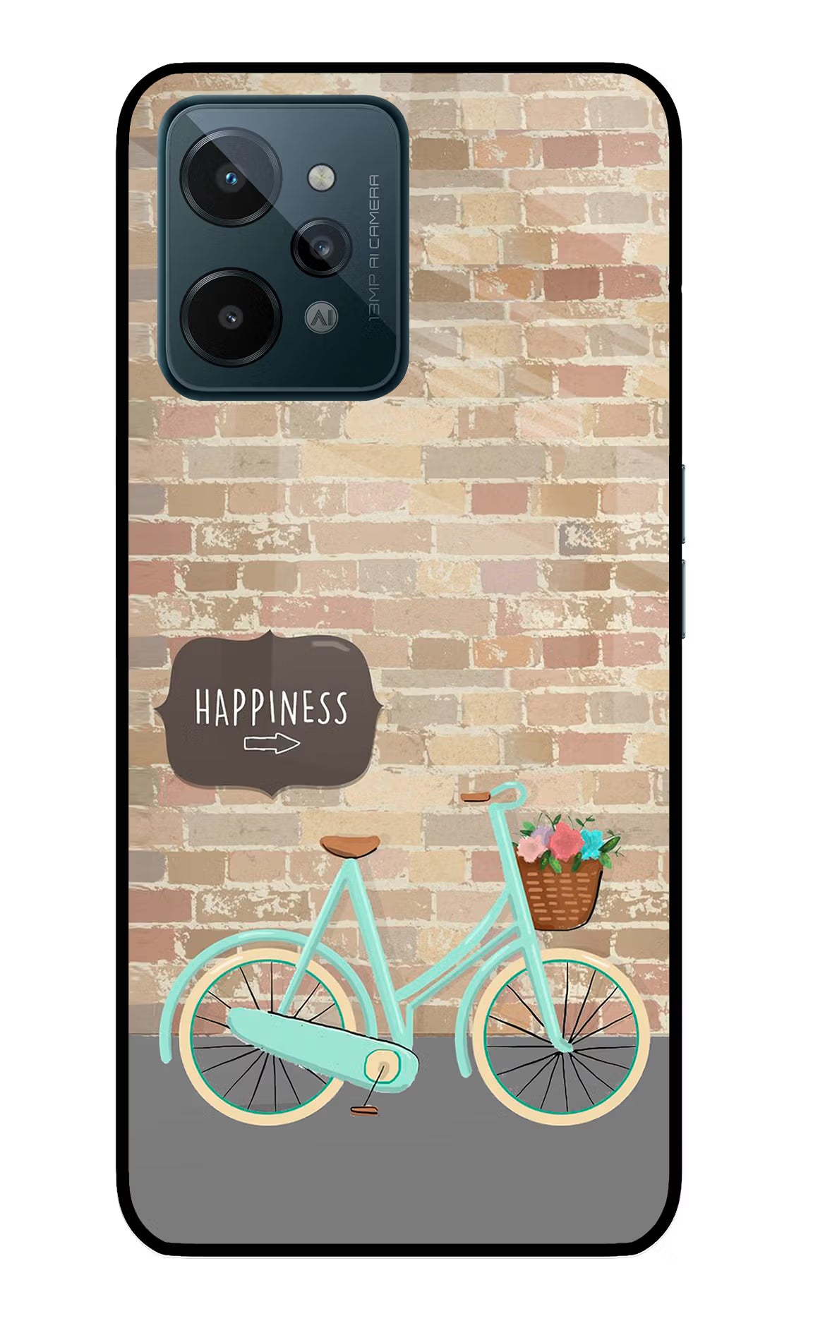 Happiness Artwork Realme C31 Glass Case Back Cover by Casekaro