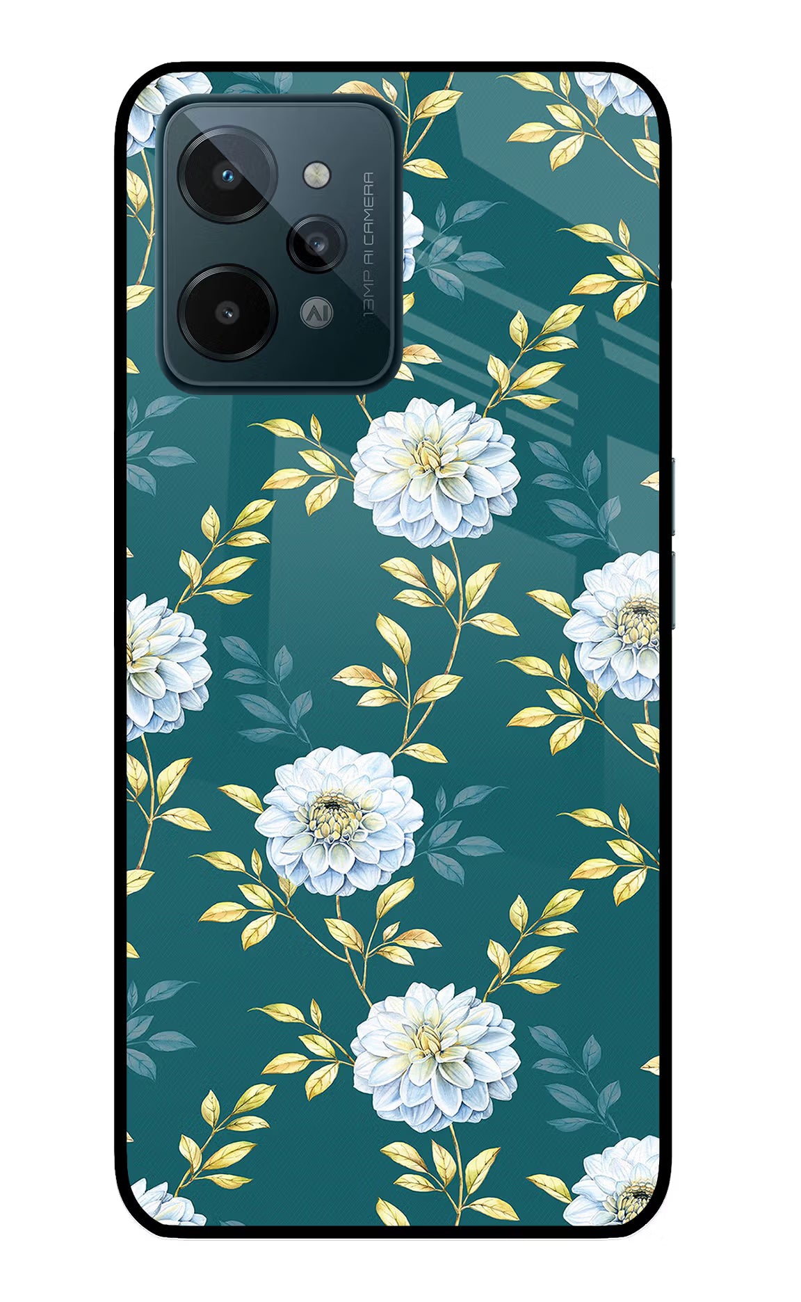 Flowers Realme C31 Glass Case Back Cover by Casekaro