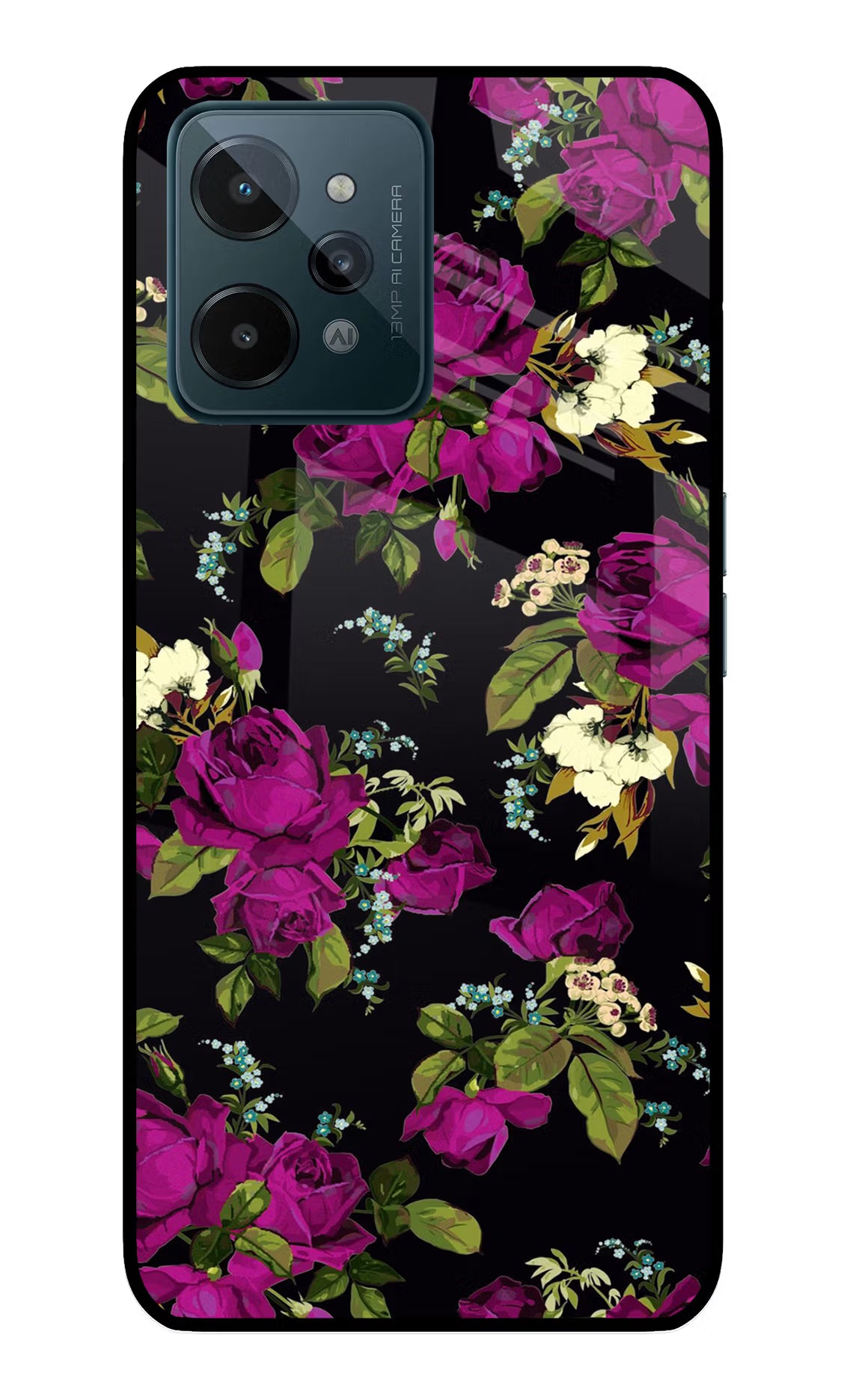 Flowers Realme C31 Glass Case Back Cover by Casekaro