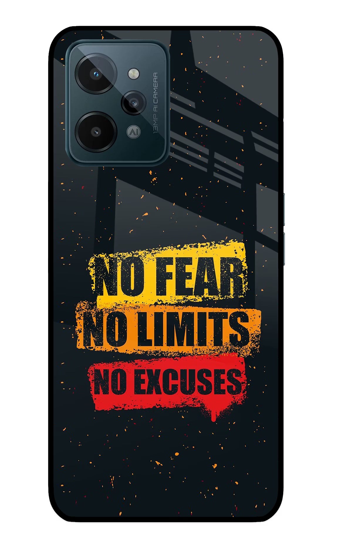 No Fear No Limits No Excuse Realme C31 Glass Case Back Cover by Casekaro