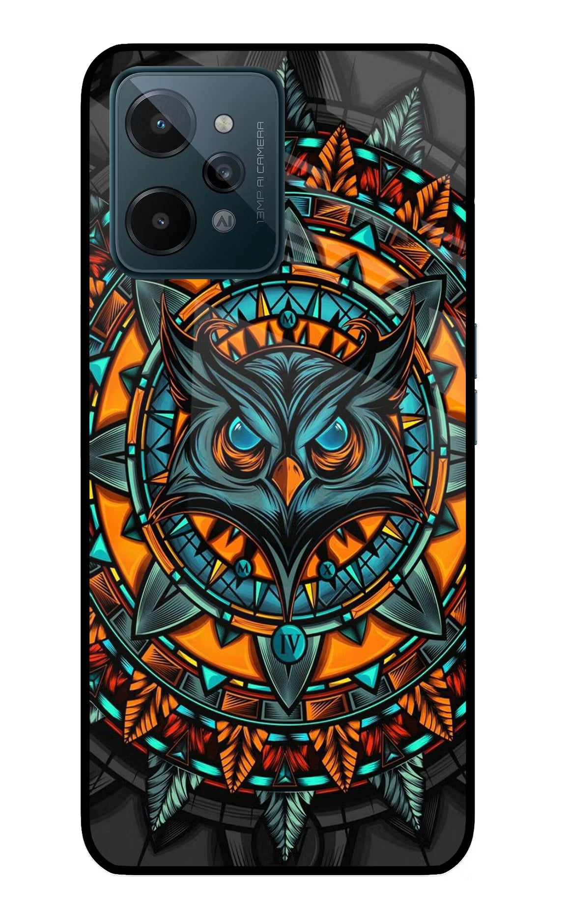 Angry Owl Art Realme C31 Glass Case Back Cover by Casekaro