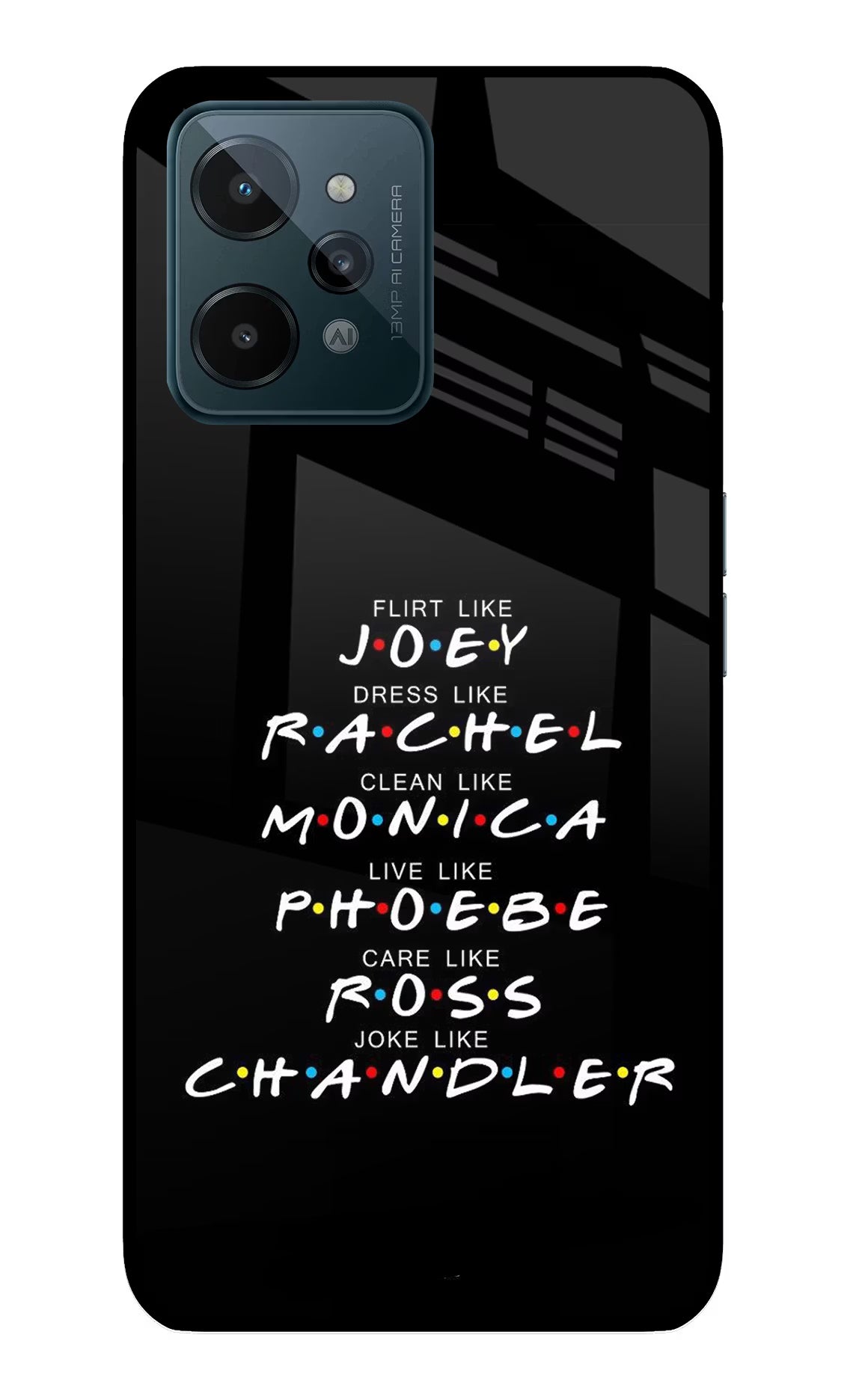 FRIENDS Character Realme C31 Glass Case Back Cover by Casekaro