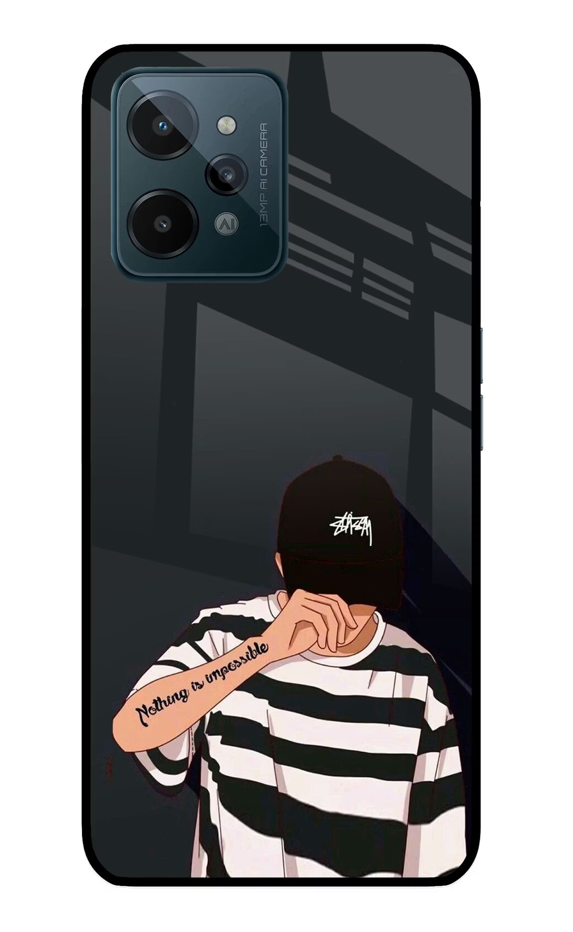 Aesthetic Boy Realme C31 Glass Case Back Cover by Casekaro