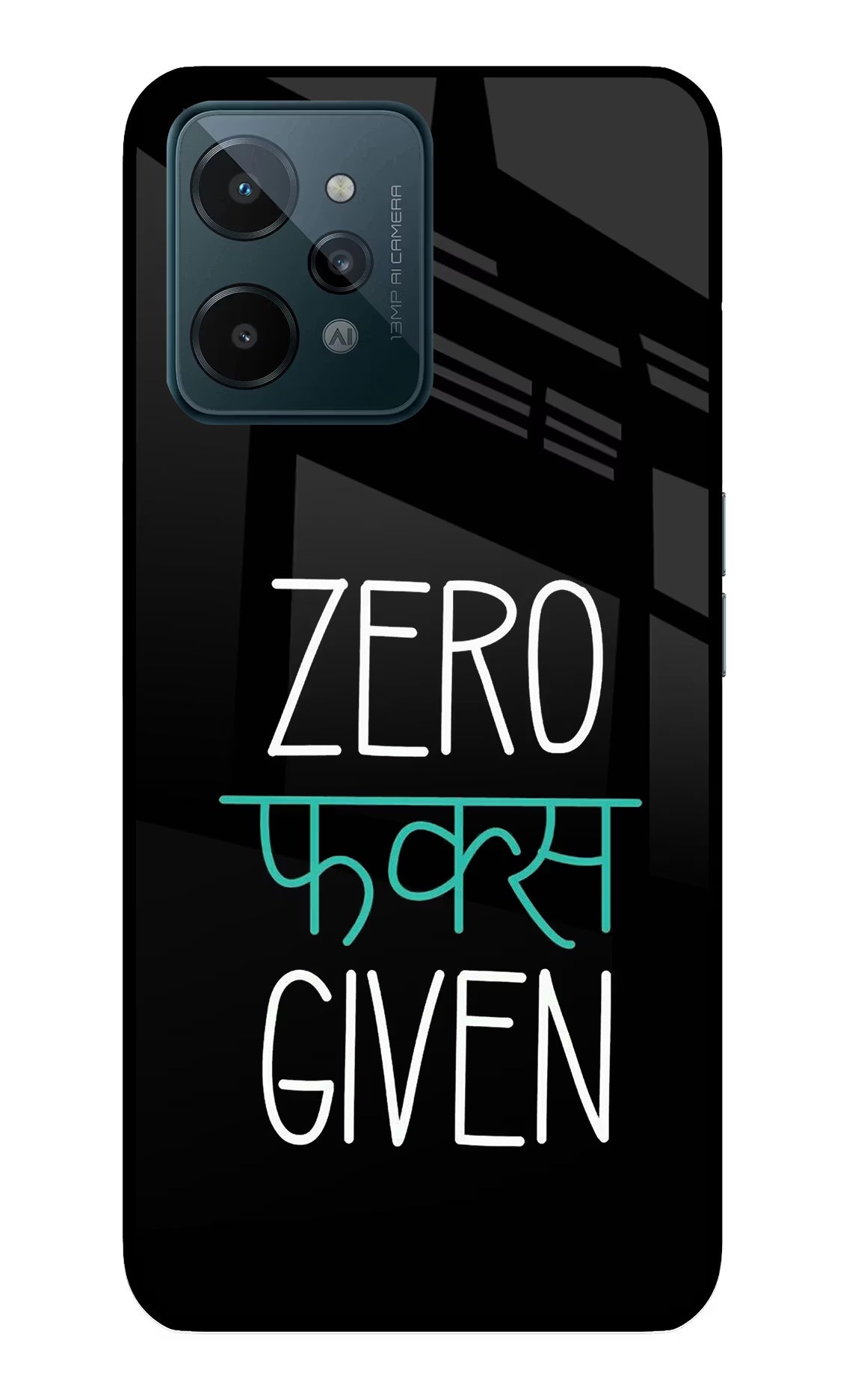 Zero Fucks Given Realme C31 Glass Case Back Cover by Casekaro