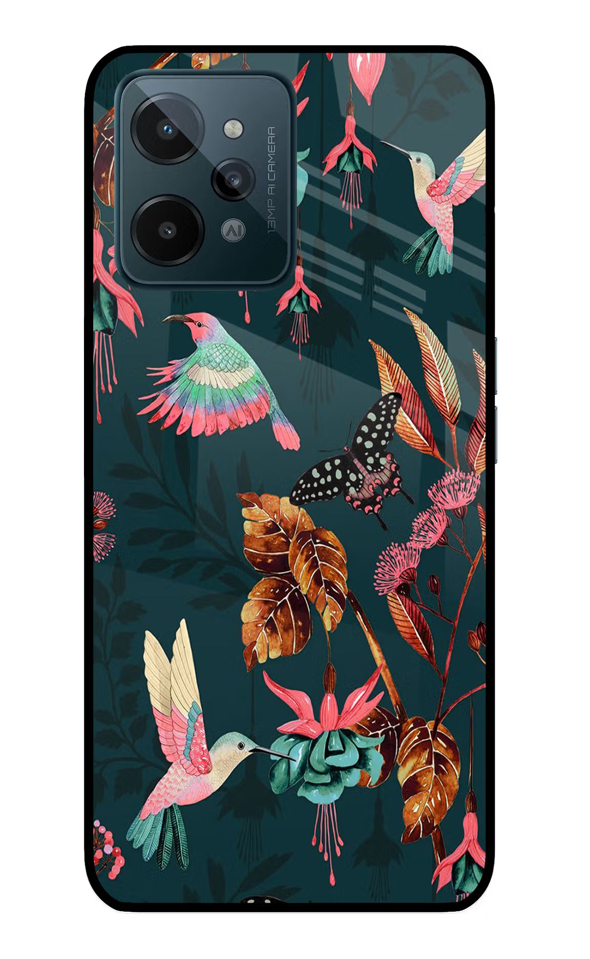 Birds Realme C31 Glass Case Back Cover by Casekaro