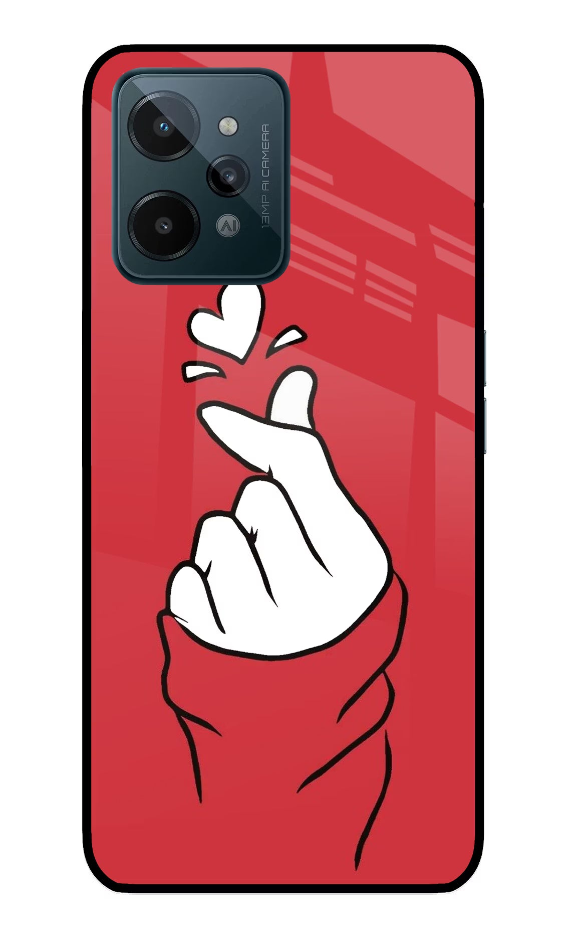 Korean Love Sign Realme C31 Glass Case Back Cover by Casekaro