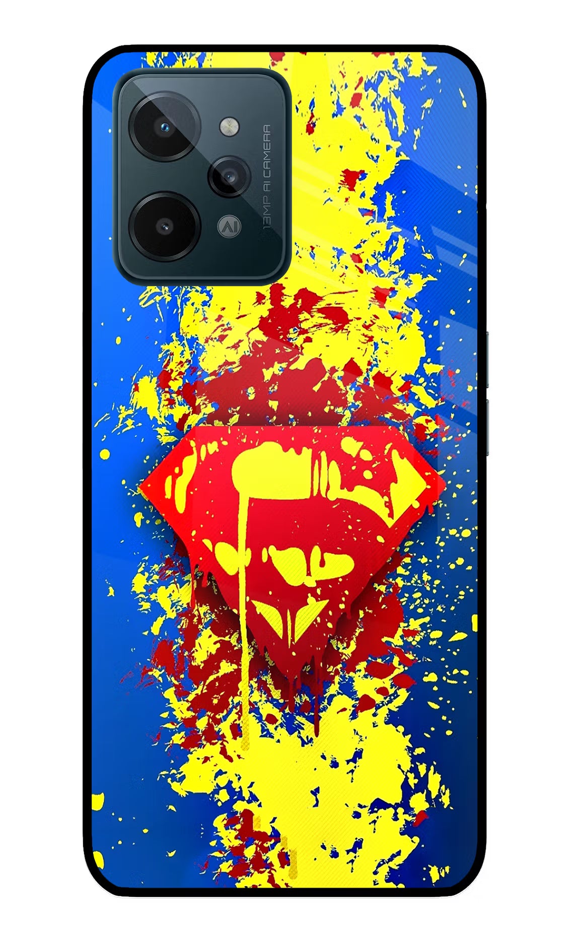 Superman logo Realme C31 Glass Case Back Cover by Casekaro