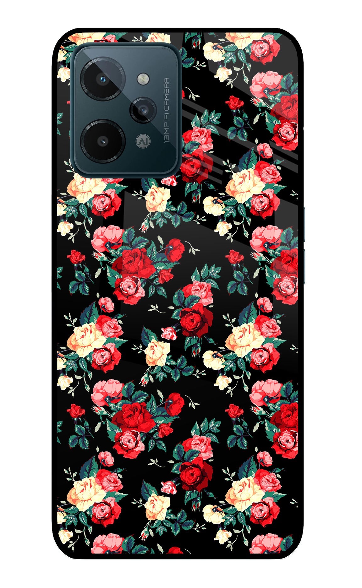 Rose Pattern Realme C31 Glass Case