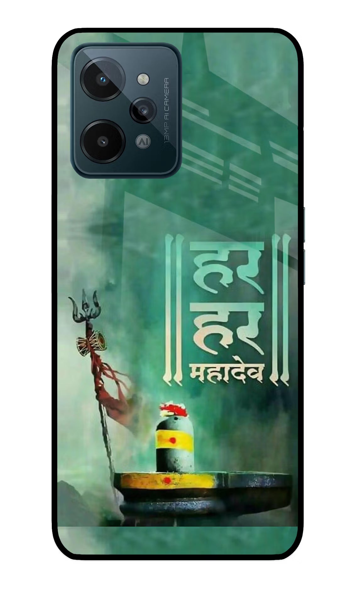 Har Har Mahadev Shivling Realme C31 Glass Case Back Cover by Casekaro